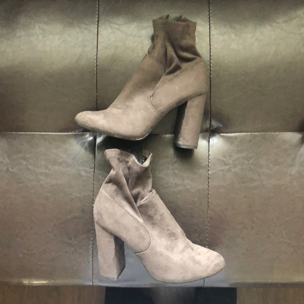 Gray suede ankle boots